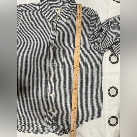 Style & Co. Women's Black and White Striped Button Down Shirt-#1097 - Picture 8 of 8